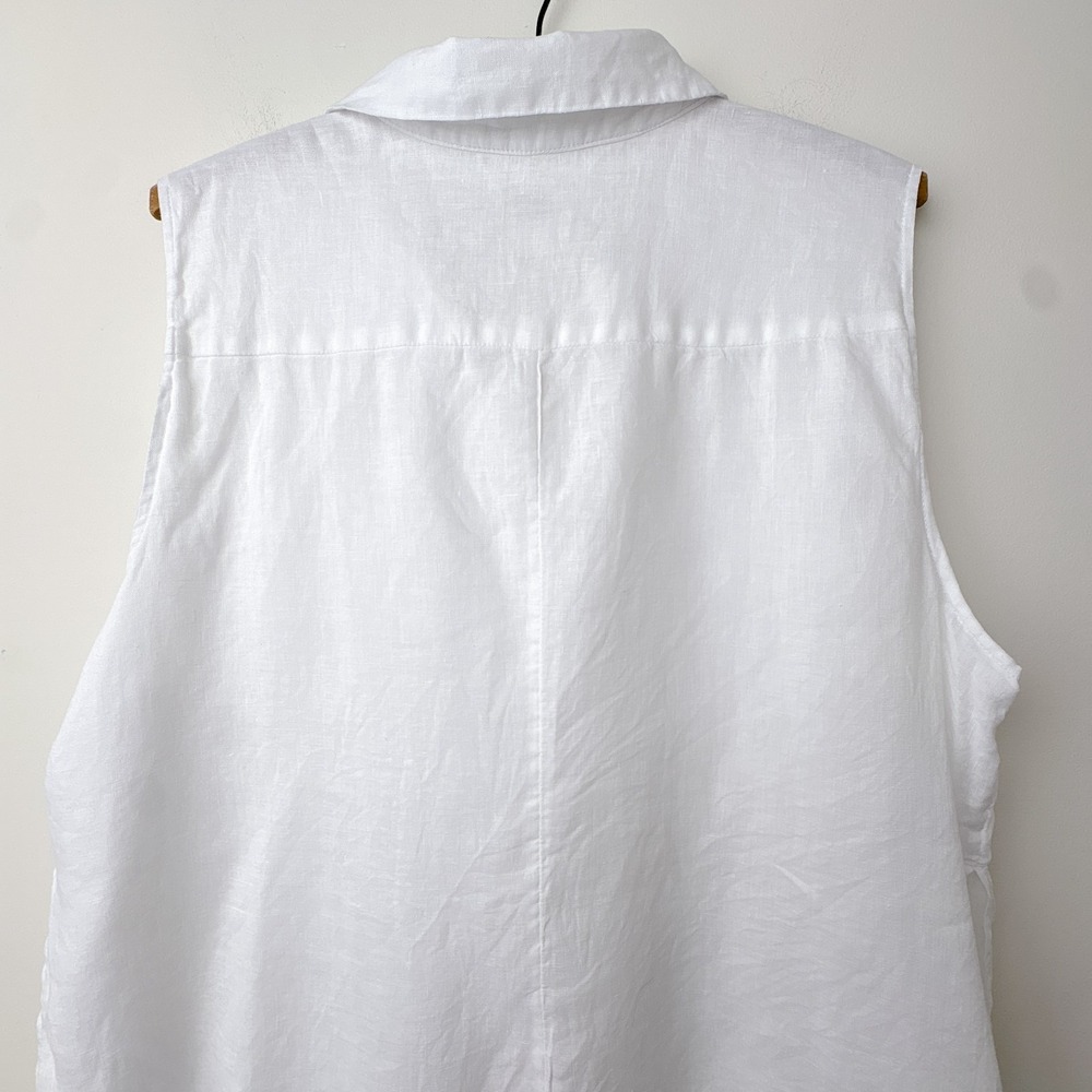 Chico's Linen Sleeveless Tunic Womens XL / 3 White Lagenlook Coastal Beach - Picture 6 of 10